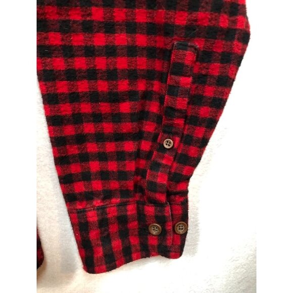 L.L. Bean Cotton Flannel L/S Shirt Red Black Plaid Button Front Preppy Womens XL - Picture 5 of 8